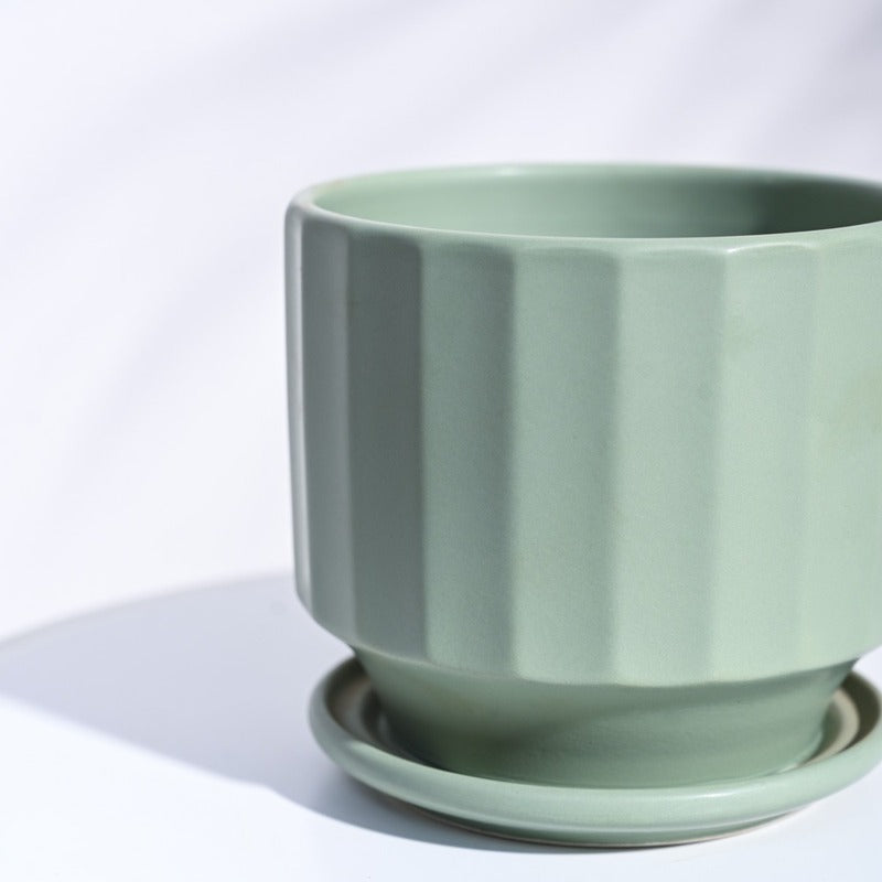 Frosted Alluring Ceramic Pot | 6x5 Inch Mint