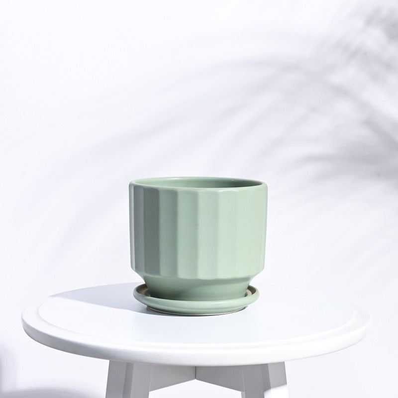 Frosted Alluring Ceramic Pot | 6x5 Inch Mint
