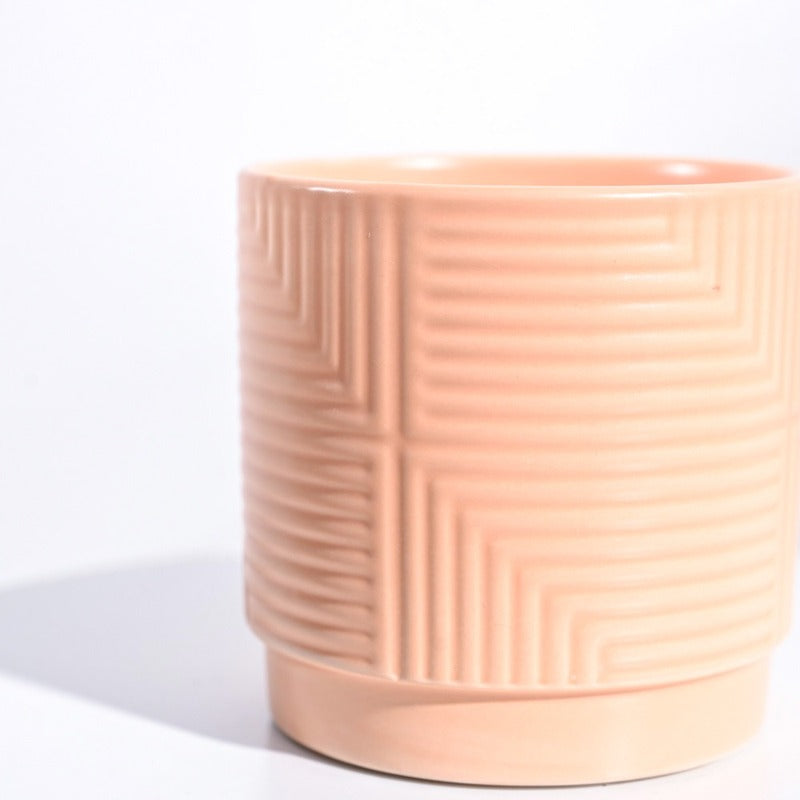 Argyle Maze Ceramic Pot | 4x4 Inch Coral