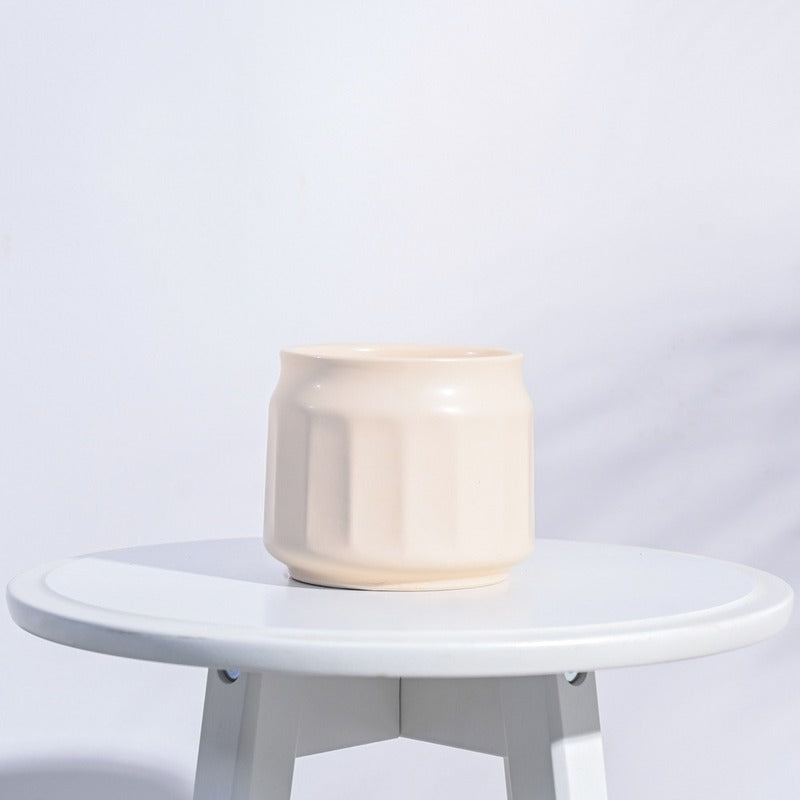 Attractive Jar Ceramic Cloud Pot | 5x4 Inch Eggshell White