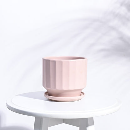 Frosted Alluring Ceramic Pot | 6x5 Inch Dusty Rose
