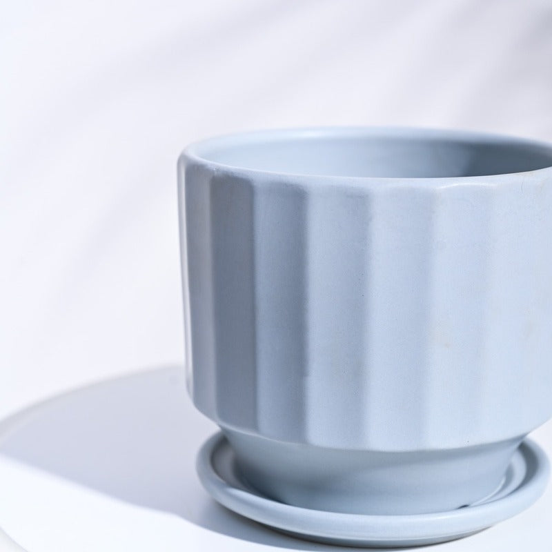 Frosted Alluring Ceramic Pot | 6x5 Inch Grey