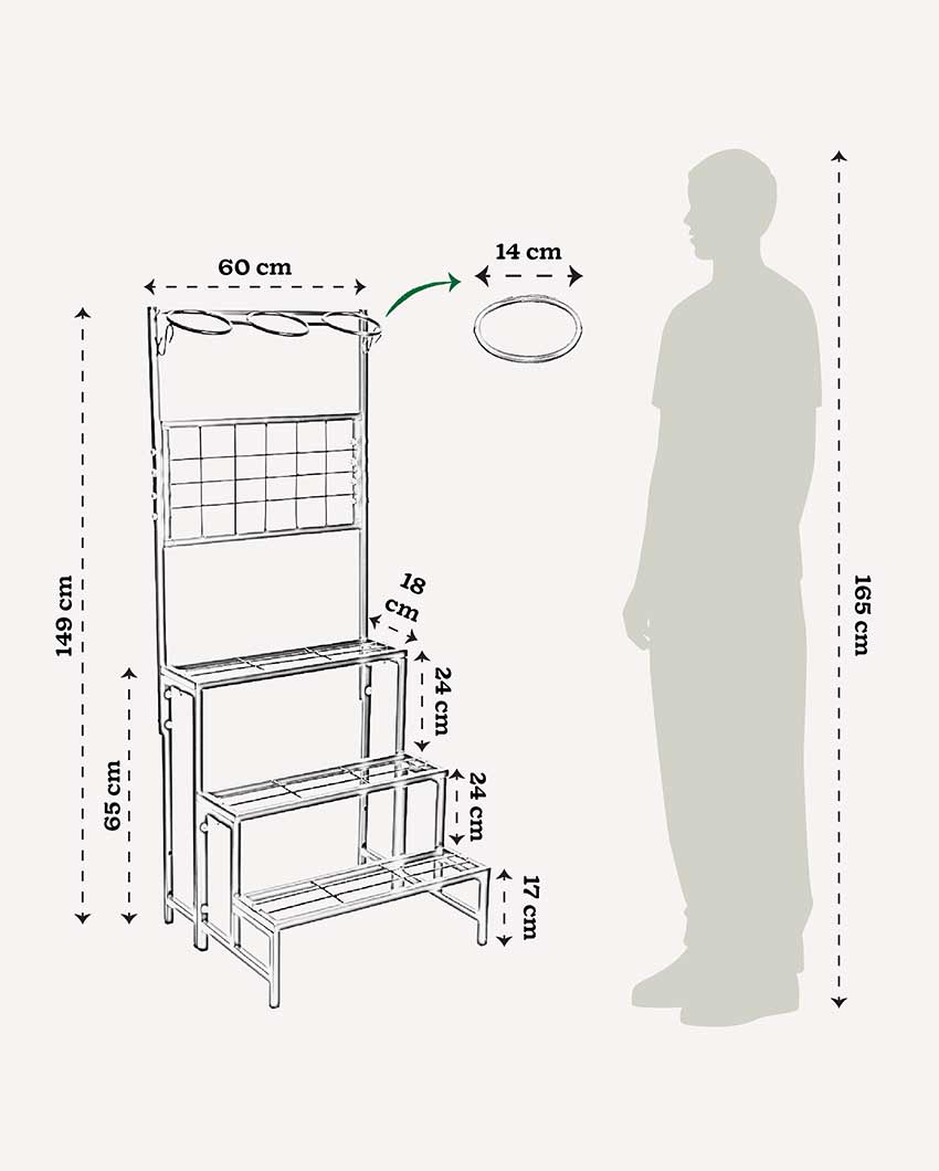 Beautiful Black Shade 4-Tier Metal Plant Stand | 24 x 21 x 59 inches