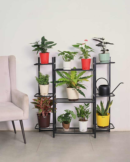 Multipurpose Black Shade Metal Planter Stand | 40 x 10 x 40 inches