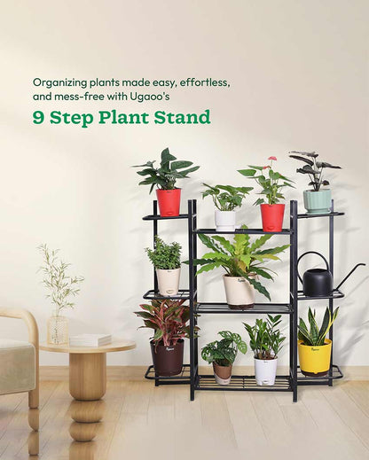 Multipurpose Black Shade Metal Planter Stand | 40 x 10 x 40 inches