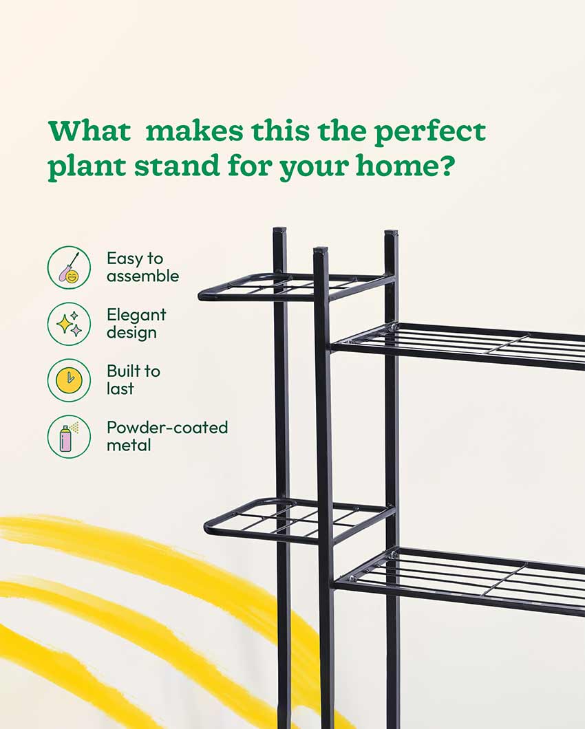 Multipurpose Black Shade Metal Planter Stand | 40 x 10 x 40 inches