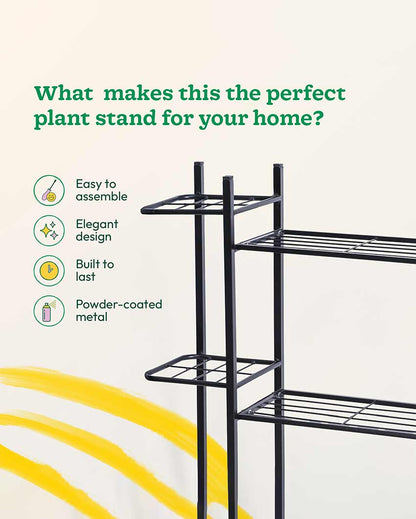 Multipurpose Black Shade Metal Planter Stand | 40 x 10 x 40 inches