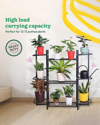 Multipurpose Black Shade Metal Planter Stand | 40 x 10 x 40 inches