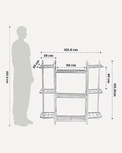 Multipurpose Black Shade Metal Planter Stand | 40 x 10 x 40 inches