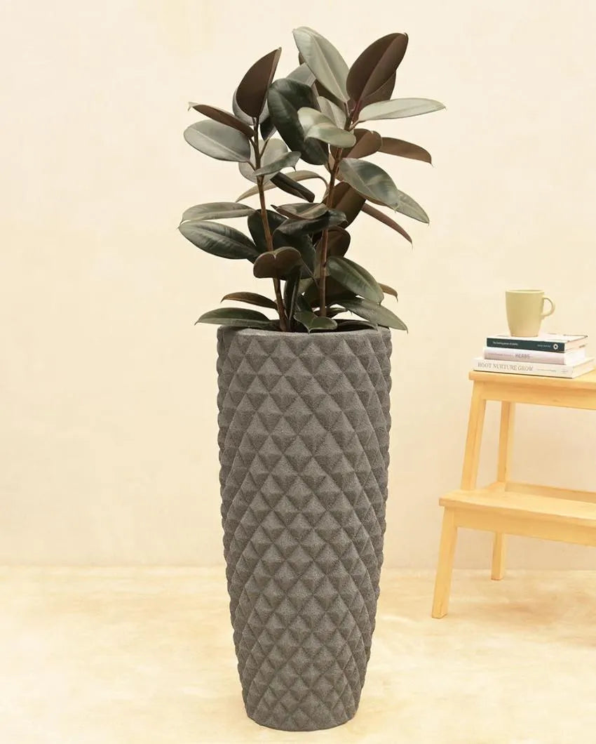 High Grey Diamond Plastic Planter 13x26 inch