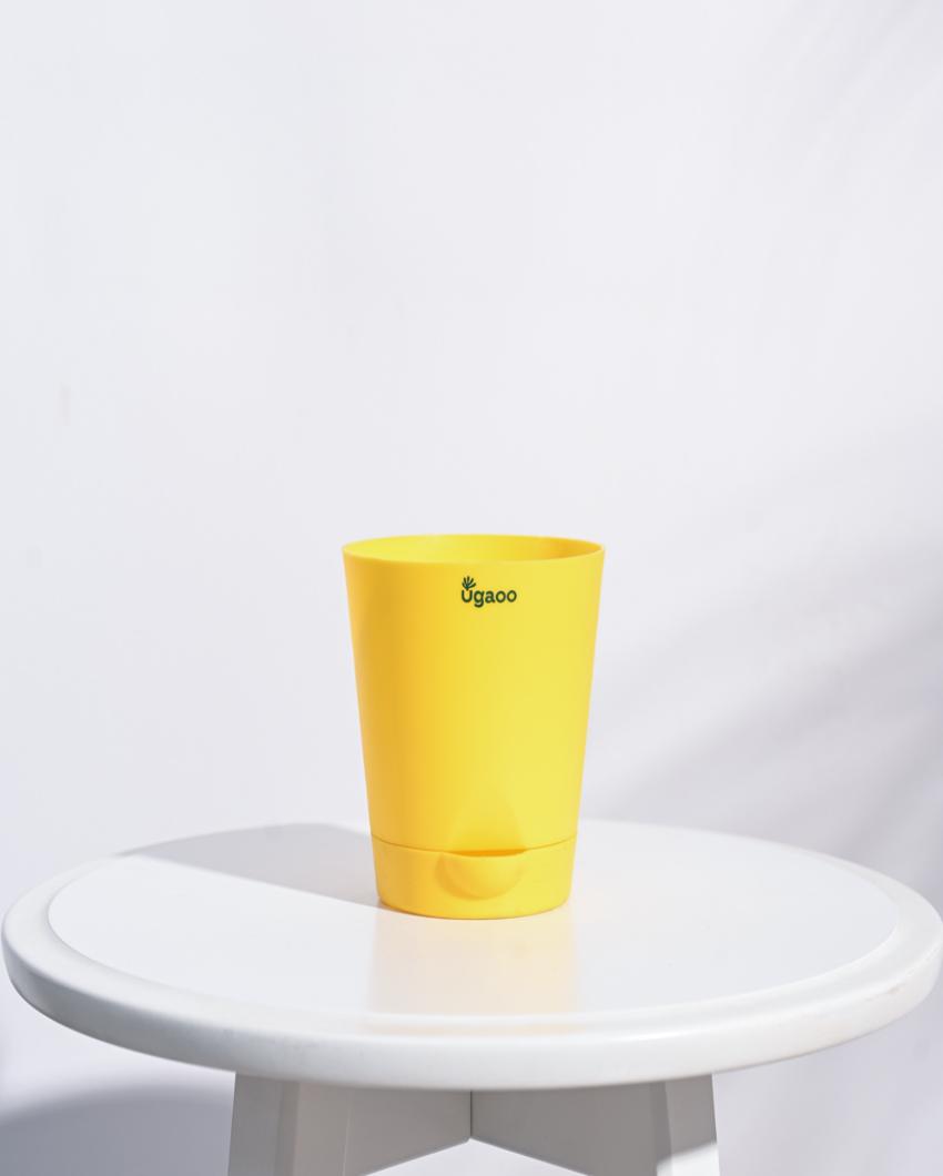 Krish Self-Watering Plastic Pots | Set of 5 | 4 inch Yellow