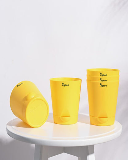 Krish Self-Watering Plastic Pots | Set of 5 | 4 inch Yellow