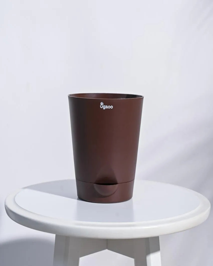 Posh Self-Watering Plastic Pots | Set of 5 | 6 inch Brown