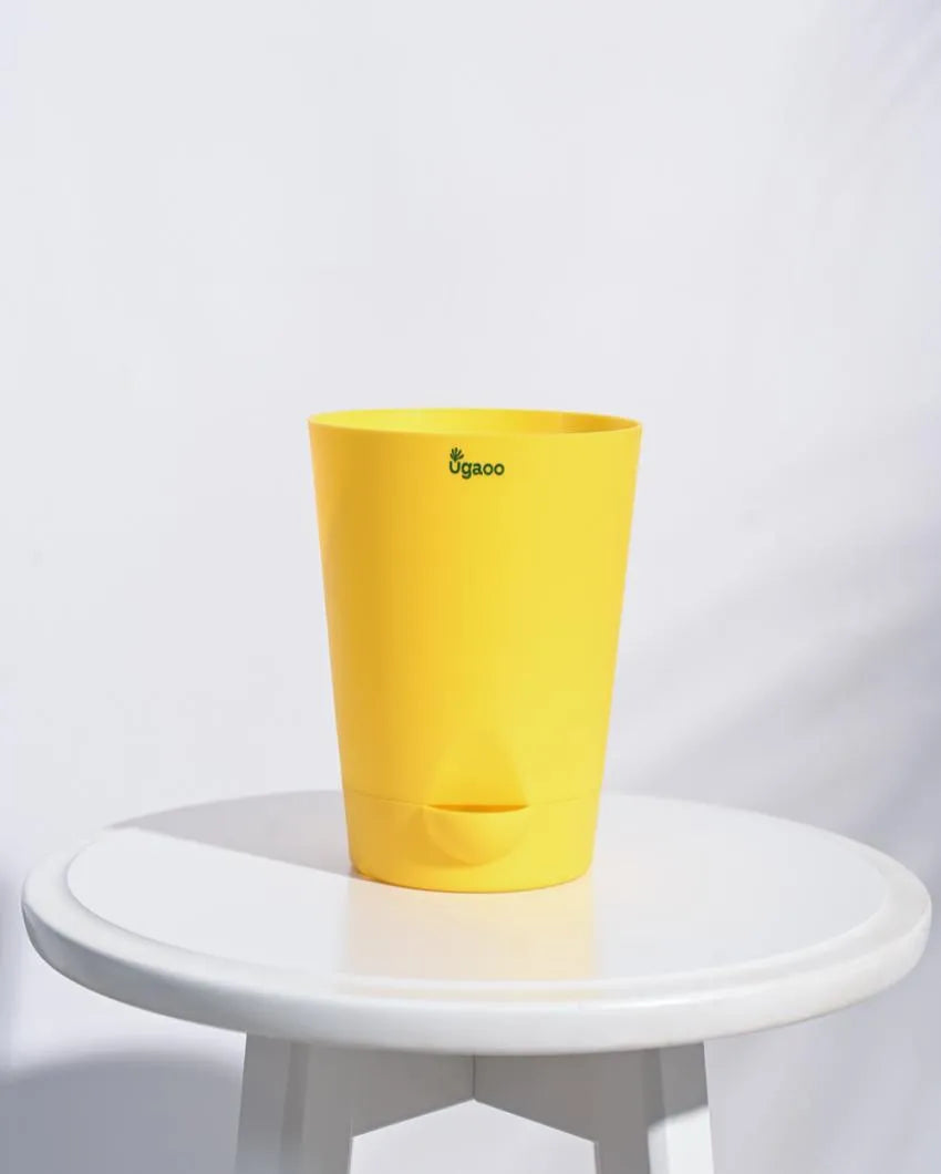 Posh Self-Watering Plastic Pots | Set of 5 | 6 inch Yellow