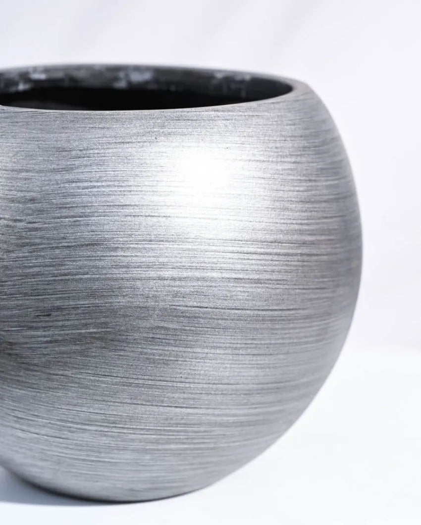 Vase Ball Retro Silver Planter | Multiple Sizes