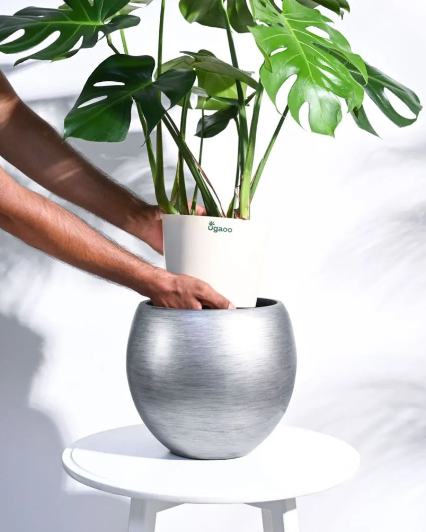 Vase Ball Retro Silver Planter | Multiple Sizes