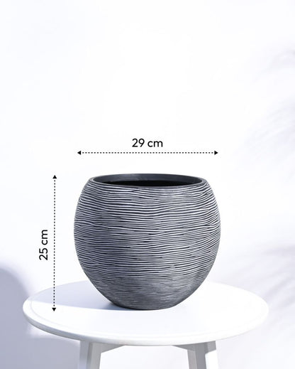 Vase Ball Rib Black Planter | Multiple Sizes