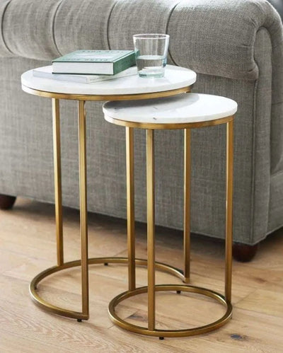 Round Iron Nesting Side Tables | Set of 2