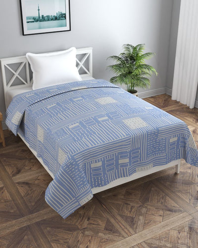 Blue Glace Cotton Printed Duvet Cover