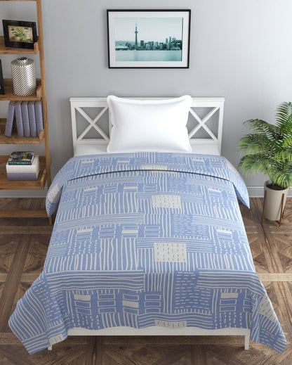 Blue Glace Cotton Printed Duvet Cover