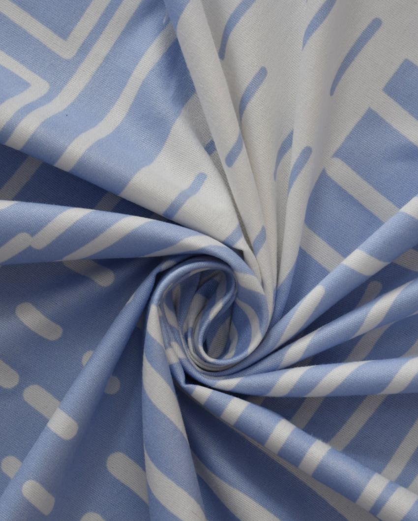 Blue Glace Cotton Printed Duvet Cover