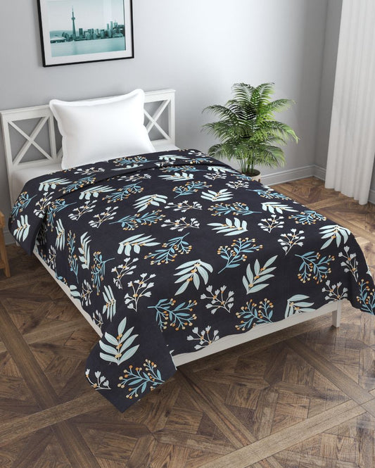 Blue Effortless Glamour Printed Glace Cotton Duvet Cover