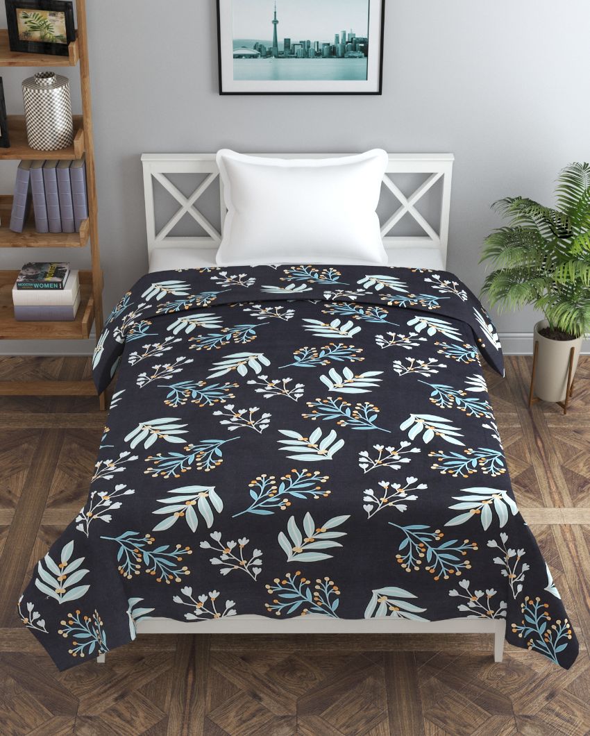 Blue Effortless Glamour Printed Glace Cotton Duvet Cover