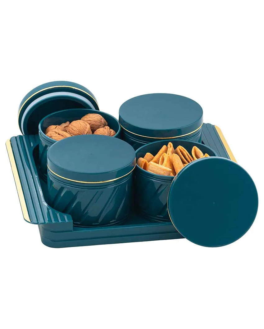 Minimalist Polypropylene Grocery Four Containers With Tray | Set Of 4 | 430 ML