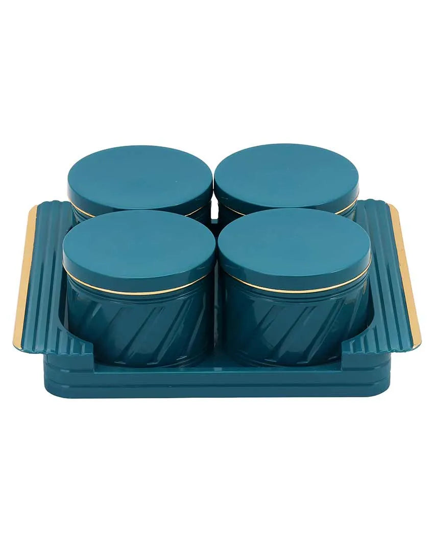 Minimalist Polypropylene Grocery Four Containers With Tray | Set Of 4 | 430 ml | 11 x 9 inches