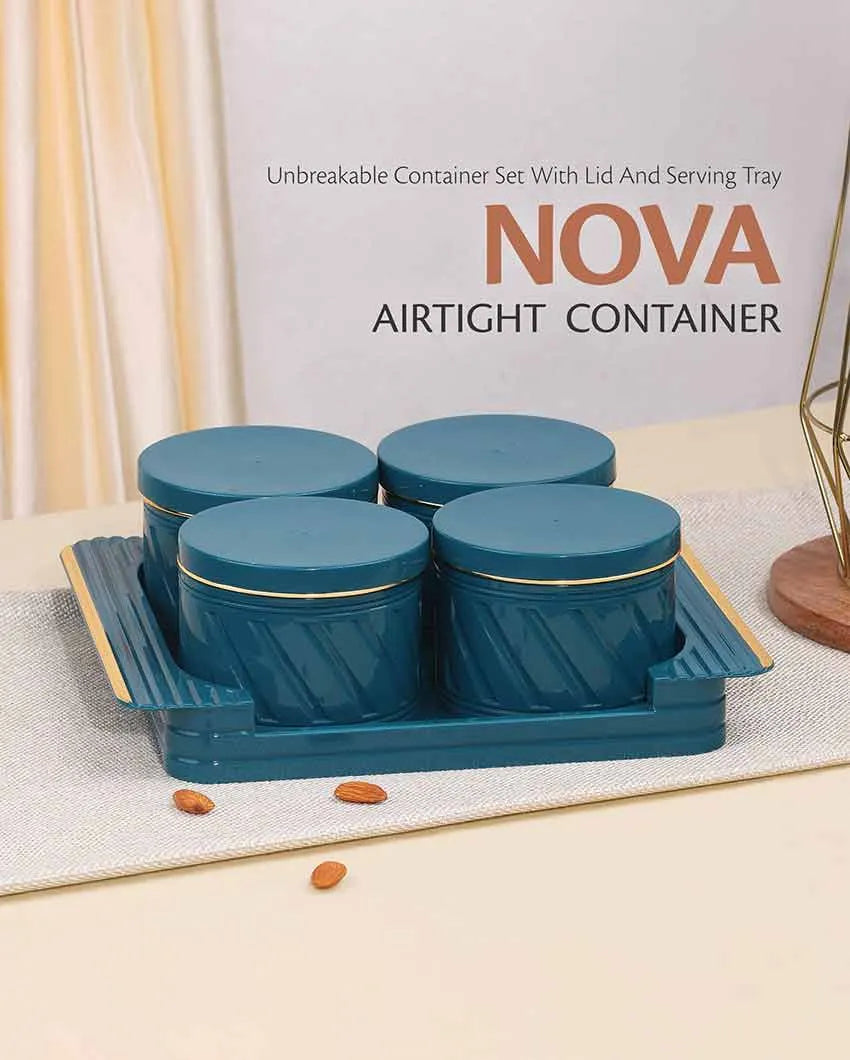 Minimalist Polypropylene Grocery Four Containers With Tray | Set Of 4 | 430 ML