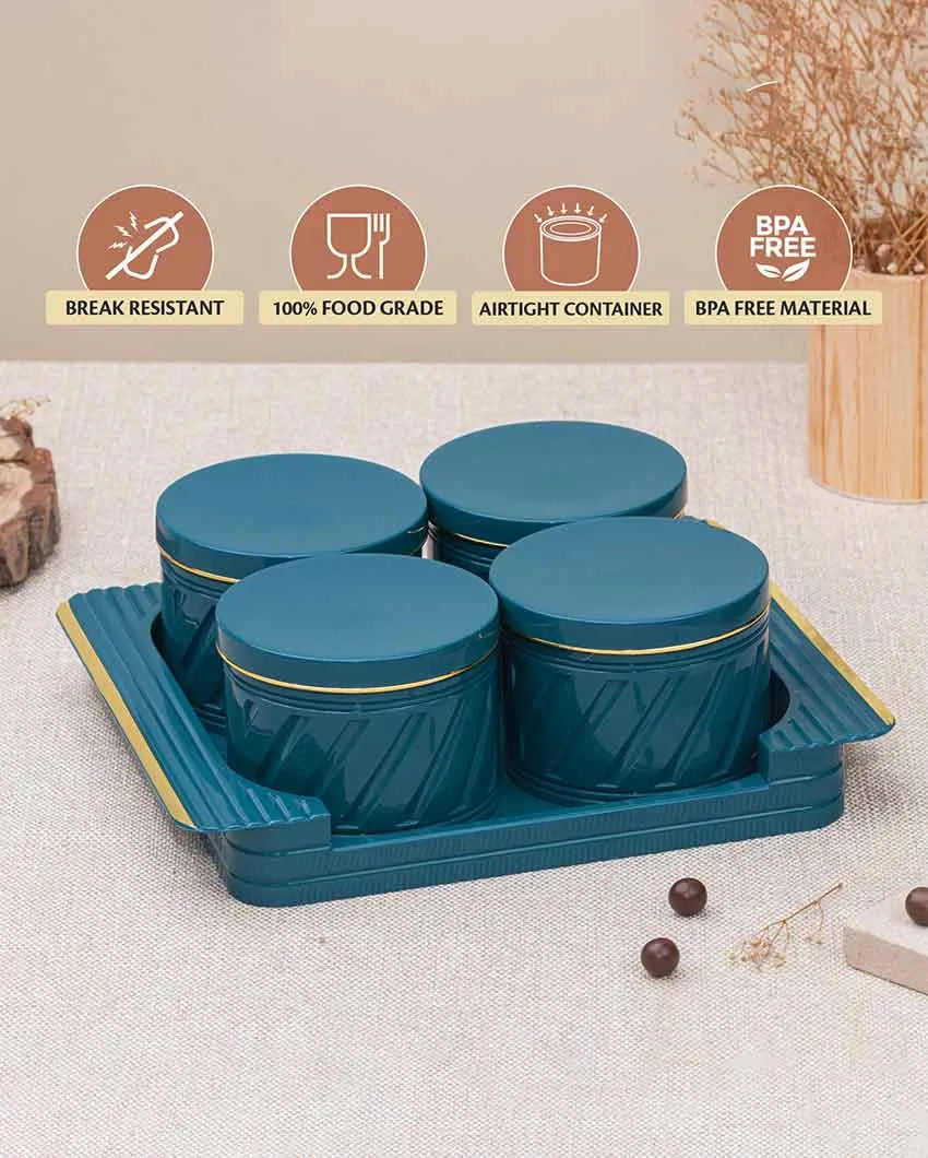 Minimalist Polypropylene Grocery Four Containers With Tray | Set Of 4 | 430 ML