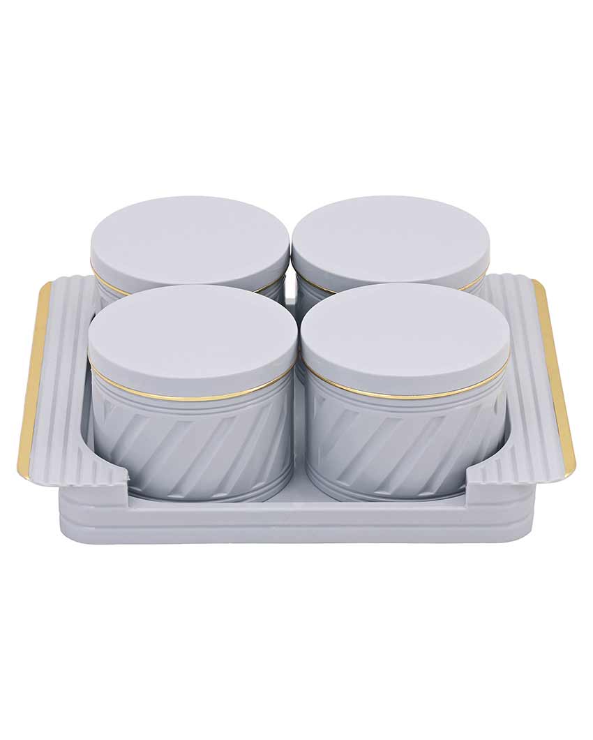 Minimalist Polypropylene Grocery Four Containers With Tray | Set Of 4 | 430 ml | 11 x 9 inches