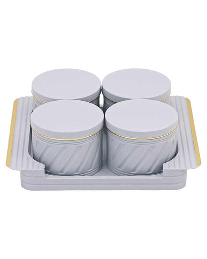 Minimalist Polypropylene Grocery Four Containers With Tray | Set Of 4 | 430 ML