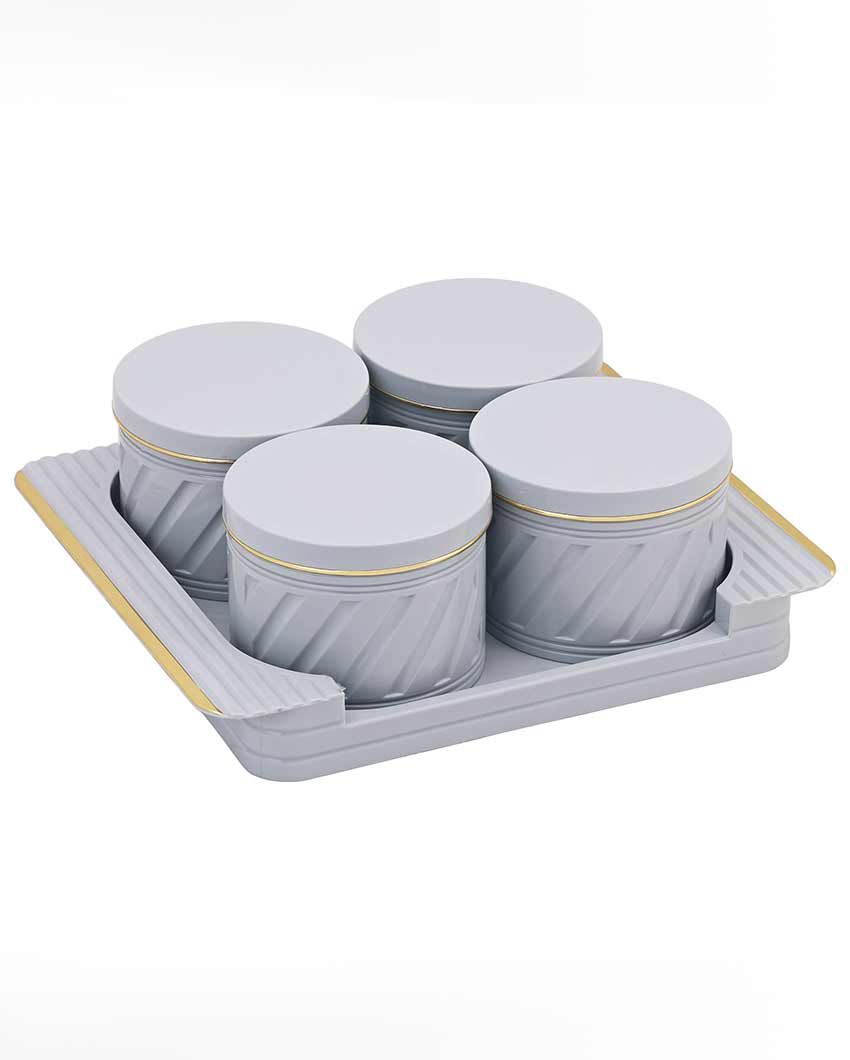 Minimalist Polypropylene Grocery Four Containers With Tray | Set Of 4 | 430 ml | 11 x 9 inches