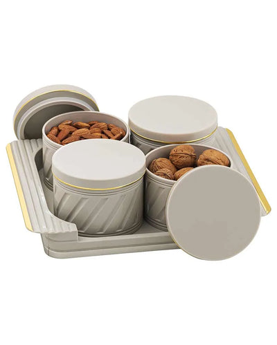 Nova Polypropylene Four Serving Containers With Tray | Set Of 4 | 430 ml | 11 x 9 inches