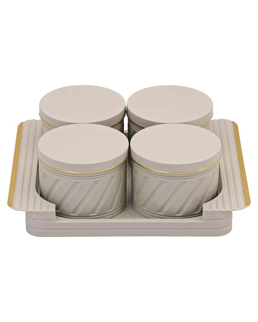 Nova Polypropylene Four Serving Containers With Tray | Set Of 4 | 430 ML