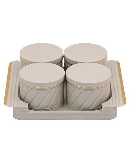 Nova Polypropylene Four Serving Containers With Tray | Set Of 4 | 430 ML