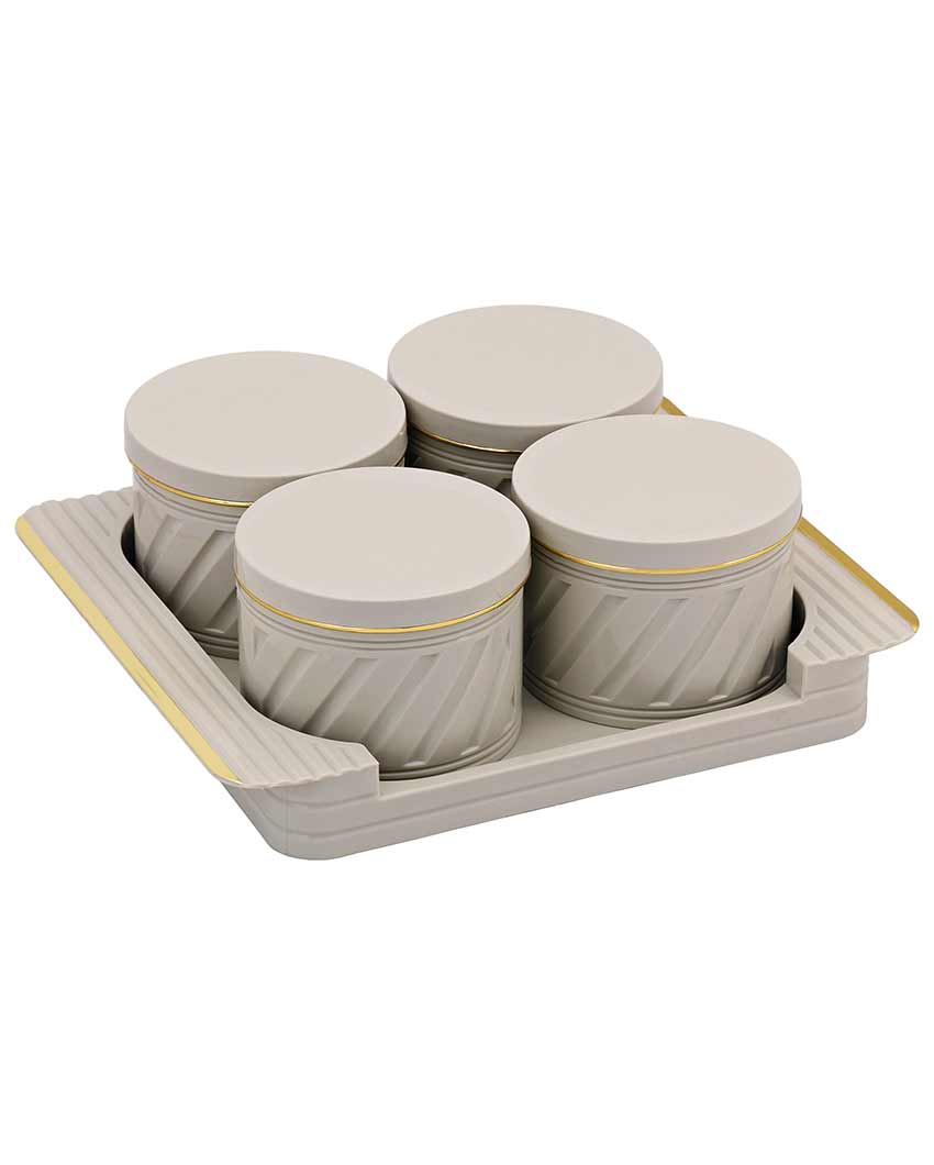 Nova Polypropylene Four Serving Containers With Tray | Set Of 4 | 430 ML