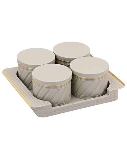 Nova Polypropylene Four Serving Containers With Tray | Set Of 4 | 430 ml | 11 x 9 inches