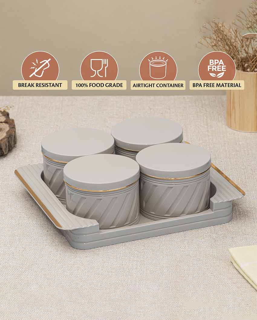 Nova Polypropylene Four Serving Containers With Tray | Set Of 4 | 430 ml | 11 x 9 inches