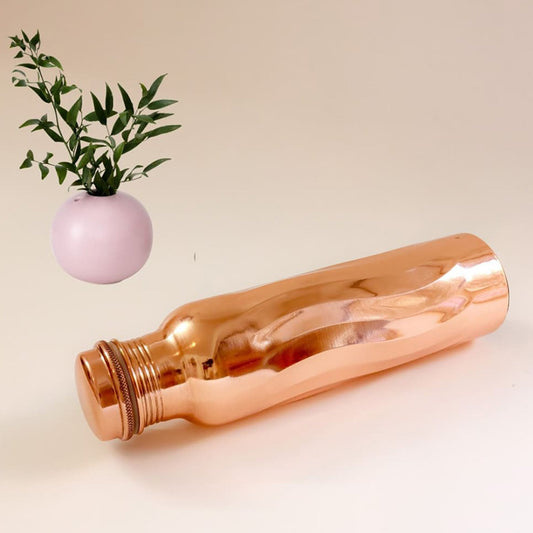 Wavy Copper Bottle with Cleaning Brush | 1 Litre Default Title
