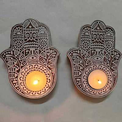 Hamsa Hand Tea Light Holder | Set Of 2