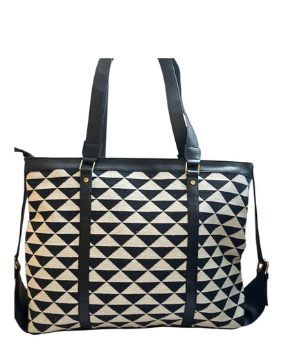 Triangle Design Vegan Leather Hand Bag | 17 x 14 x 4 inches