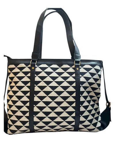 Triangle Design Vegan Leather Hand Bag | 17 x 14 x 4 inches