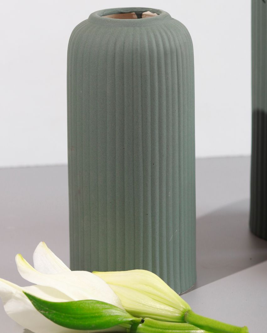 Shimmy Ribbed Vases | Set Of 3 Green