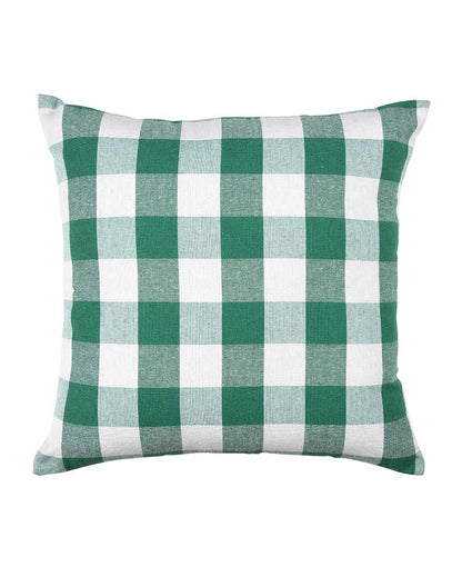 Square Checked Design Cotton Cushion Covers  | Multiple Colors | Set Of 4 | 18 x 18 inches