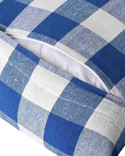 Square Checked Design Cotton Cushion Covers  | Multiple Colors | Set Of 4 | 18 x 18 inches