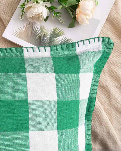 Square Cotton Cushion Cover With Blanket Stitch | Multiple Colors | Set Of 2 | 20 x 20 inches