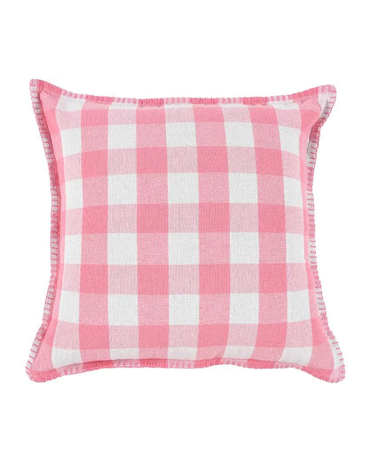 Square Cotton Cushion Cover With Blanket Stitch | Multiple Colors | Set Of 2 | 20 x 20 inches