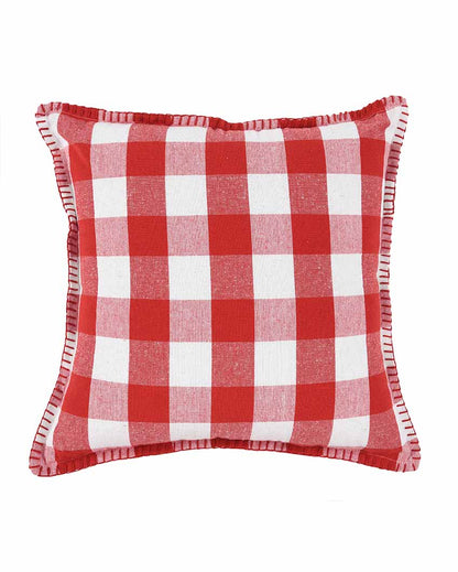 Square Cotton Cushion Cover With Blanket Stitch | Multiple Colors | Set Of 2 | 20 x 20 inches